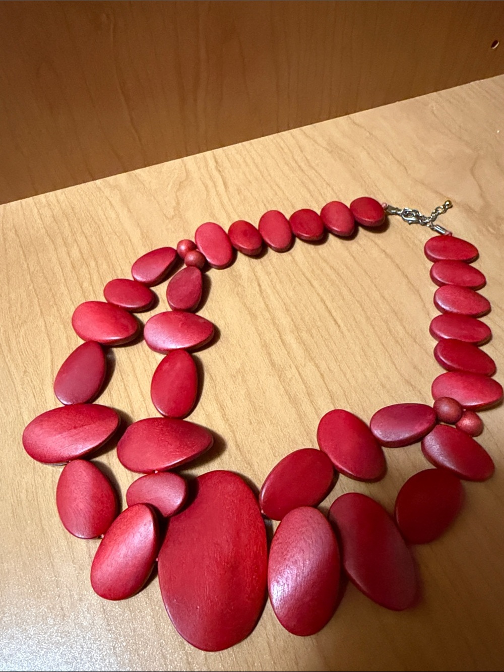 Bold Red Oval Statement Necklace - Women Jewelry